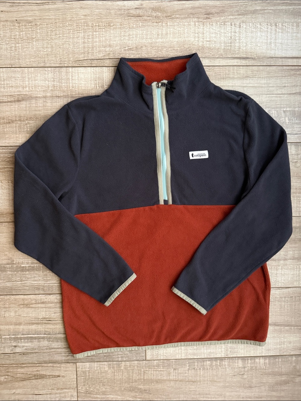 Cotopaxi Teca Fleece Half-Zip Pullover Jacket Size Large Colorblock Navy Rust